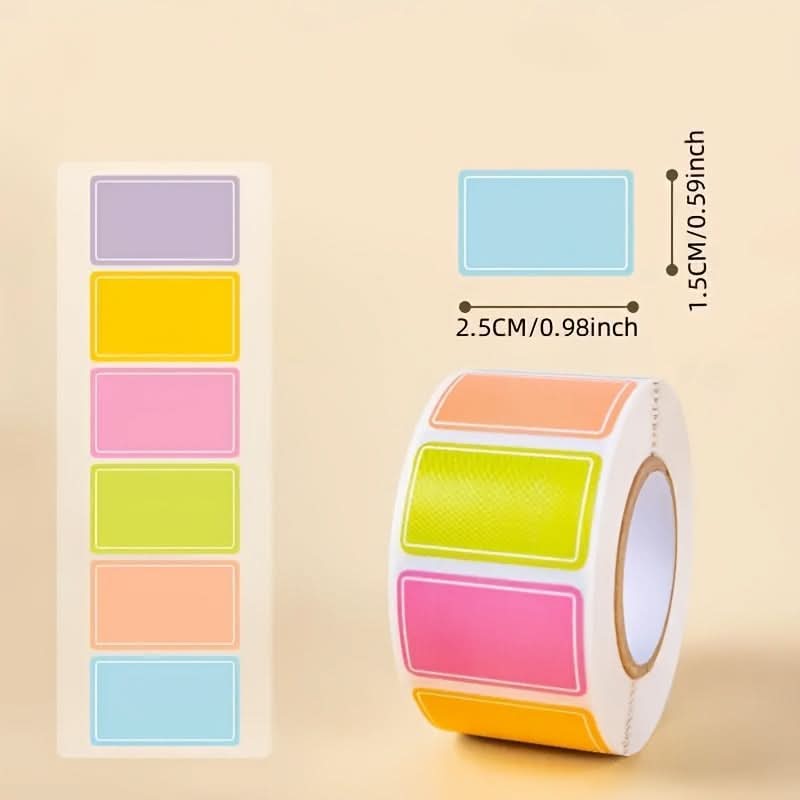 1500 Colored Self-Adhesive Label Stickers Roll