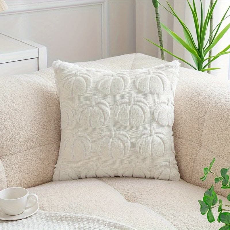 Chic Pumpkin Geometric Wool Cushion Cover