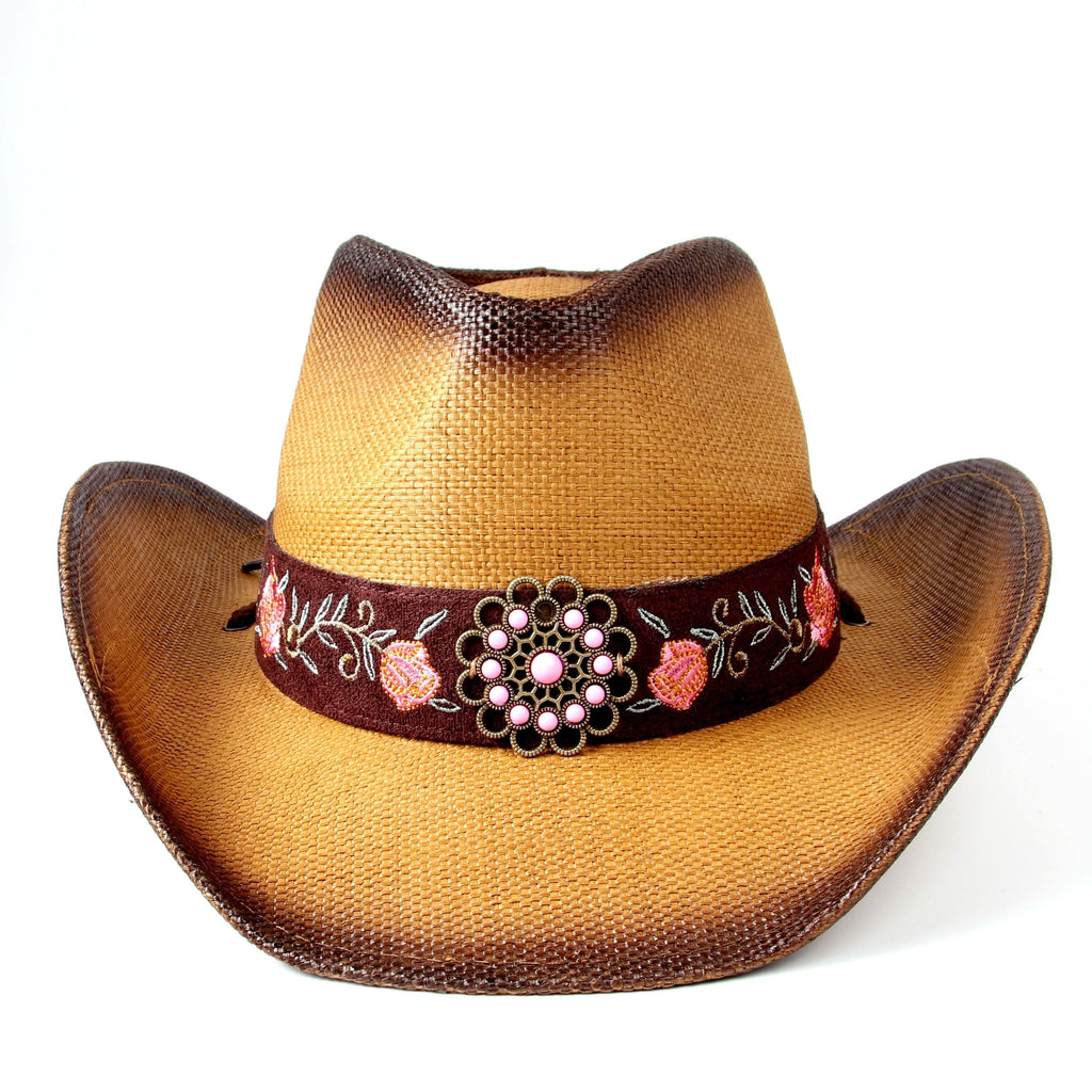 Women’s Western Cowboy Hat – Natural Straw Sun Hat