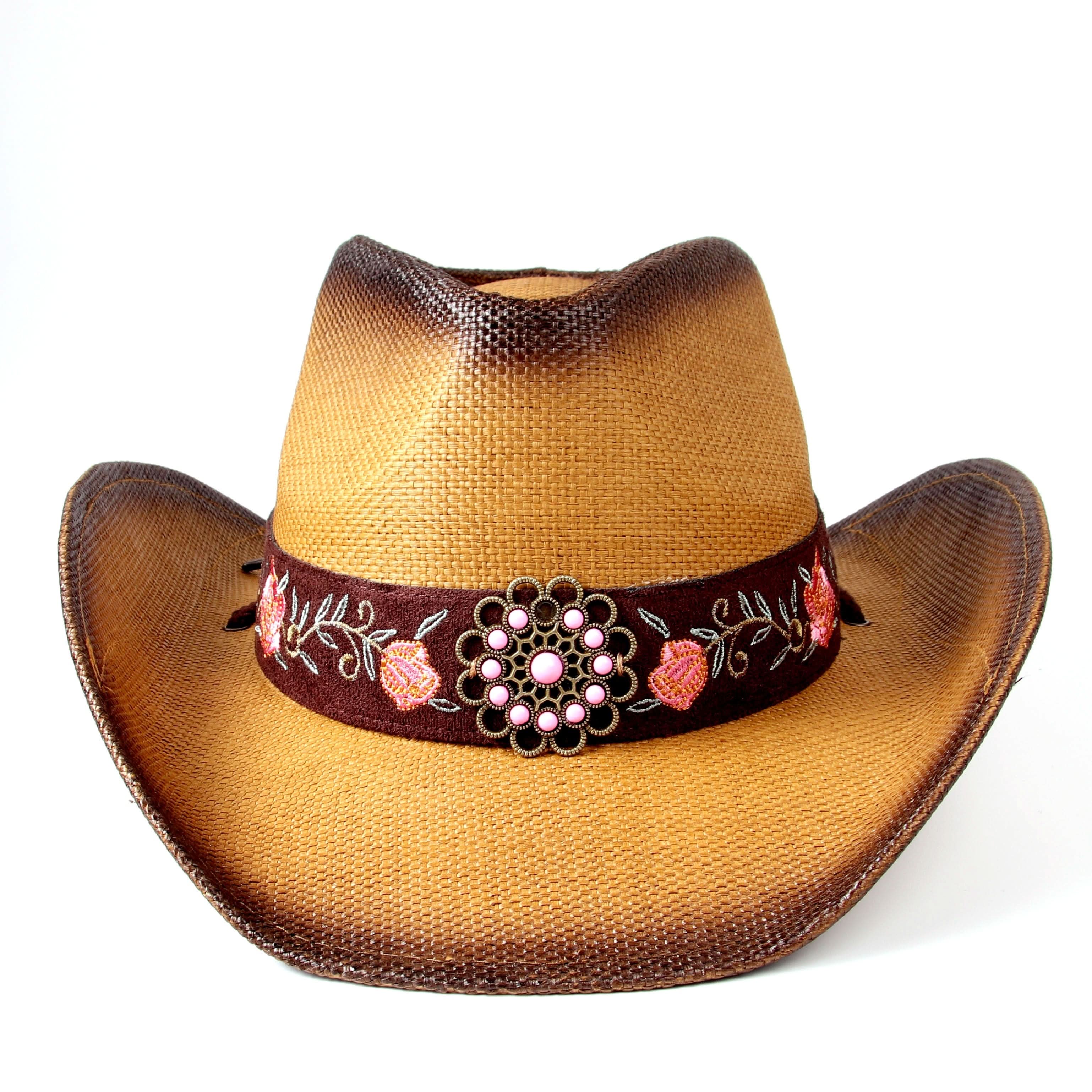 Women’s Western Cowboy Hat – Natural Straw Sun Hat