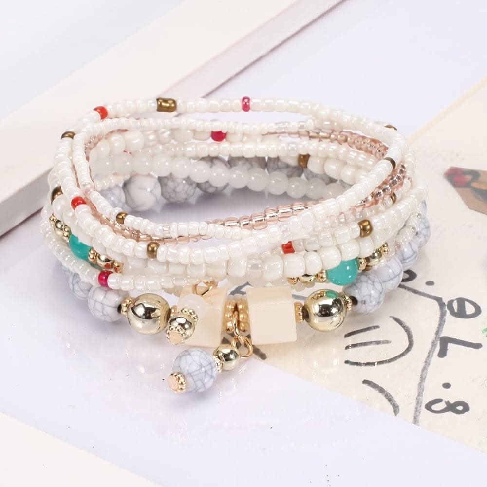 Colorful Resin Boho Beaded Stackable Bracelet Set