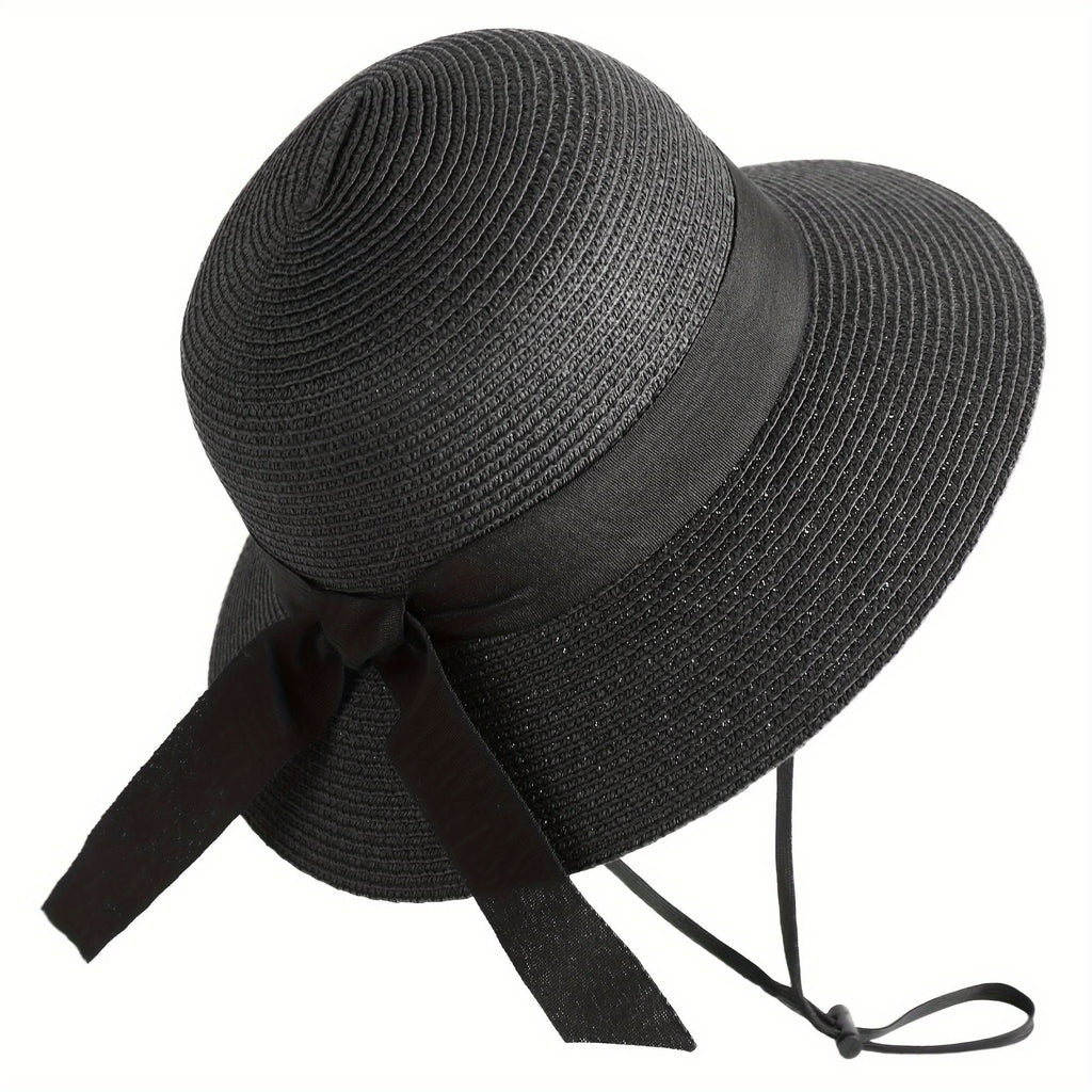 Women’s Wide Brim Straw Sun Hat – Foldable UV Protection Beach Hat
