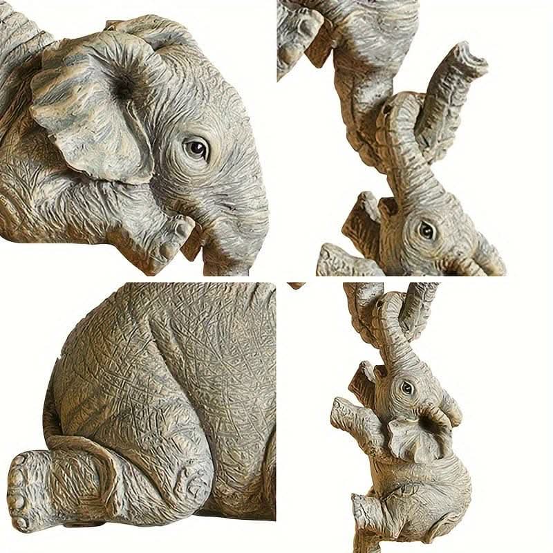 3-Piece Resin Elephant Statue Set – Elegant Handcrafted Decorative Figurines