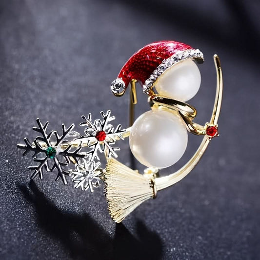 Snowman Rhinestone Brooch Pin for Christmas