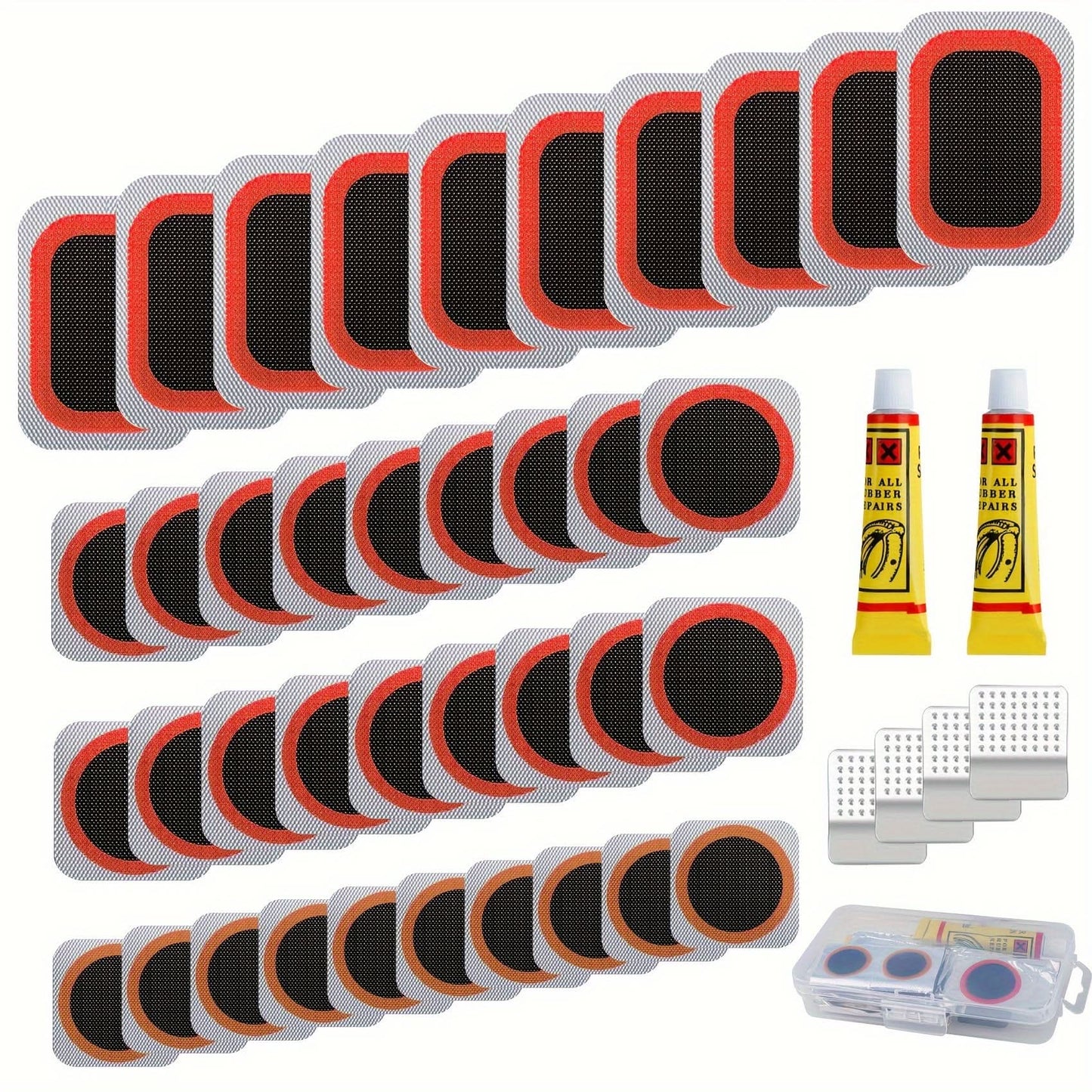 32-Piece Bicycle Tire Repair Kit, Puncture Patch Set