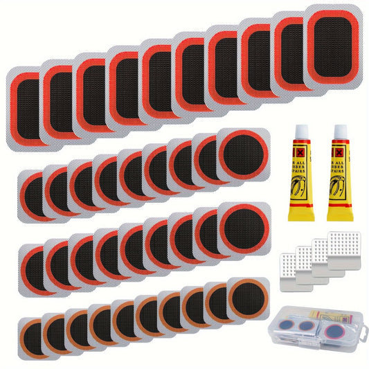 32-Piece Bicycle Tire Repair Kit, Puncture Patch Set