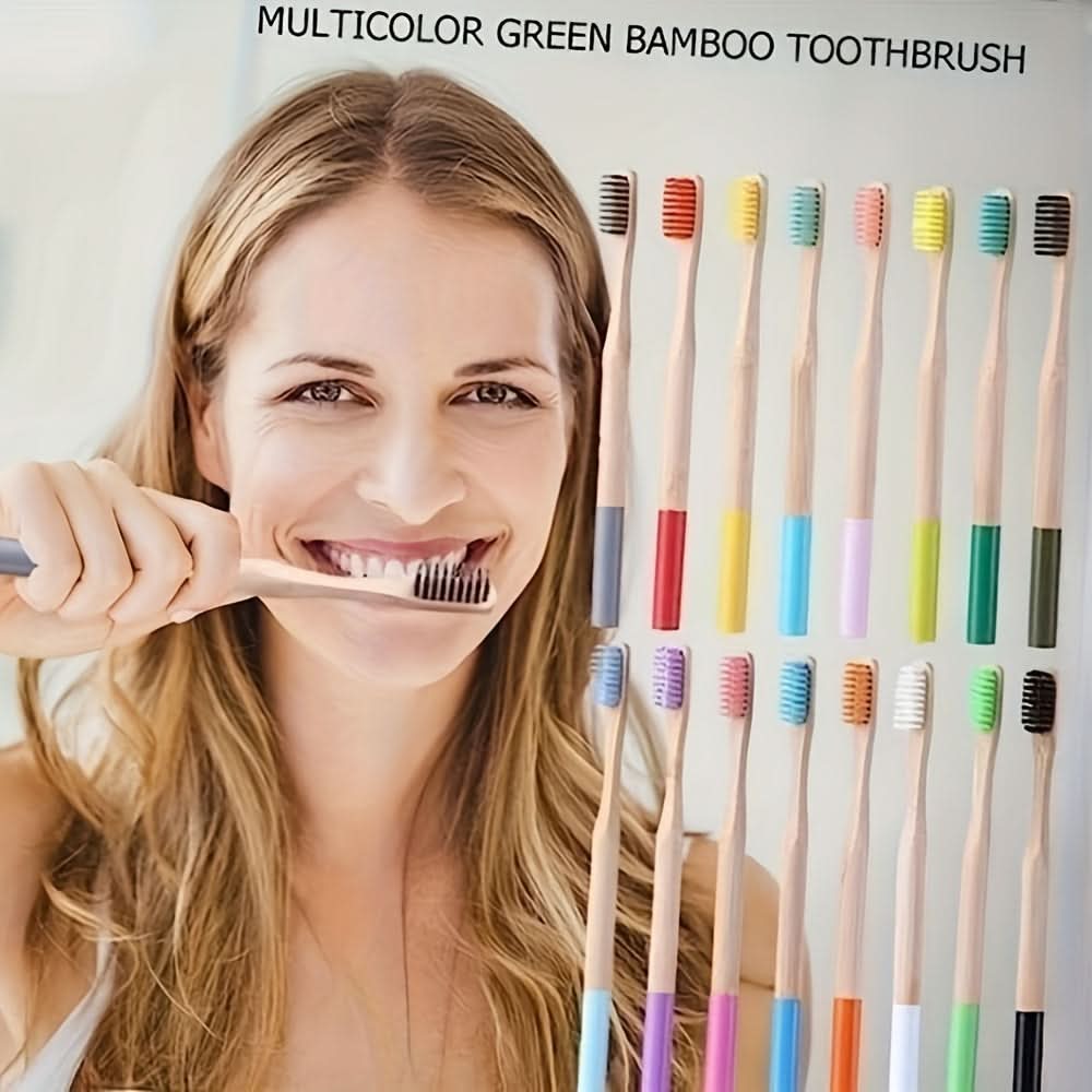 10-Pack Biodegradable Bamboo Toothbrushes – Extra Soft