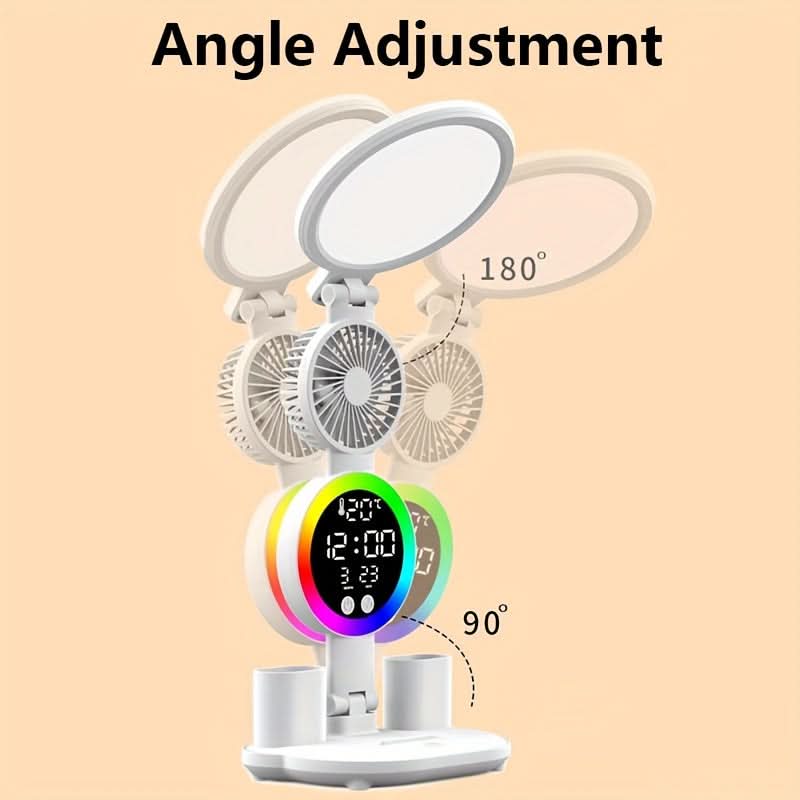 Dimmable LED Desk Lamp with Fan & Touch Control