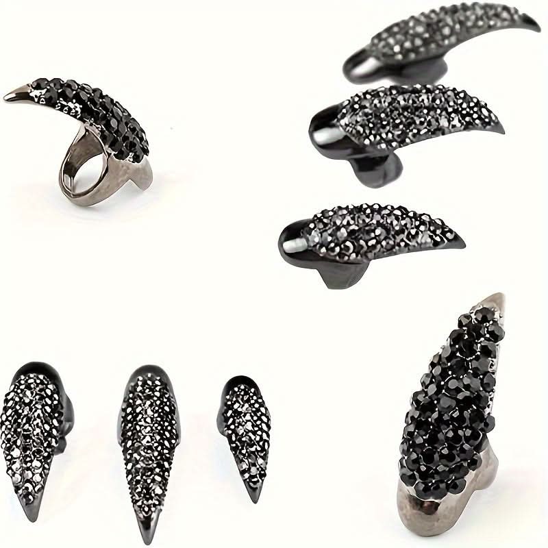 Black Gothic Punk Almond Nail Set