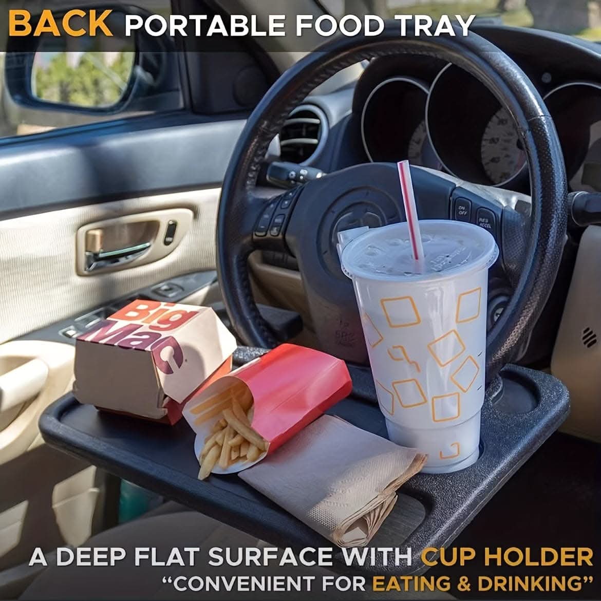 Multifunctional Car Steering Wheel Tray – Portable