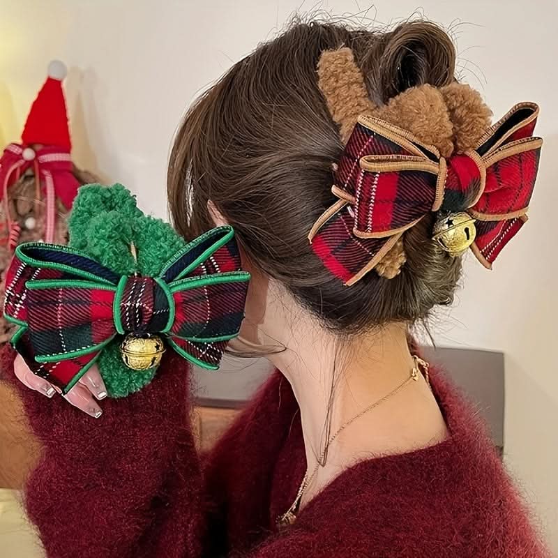 4pcs Christmas Bow Hair Clips for Women