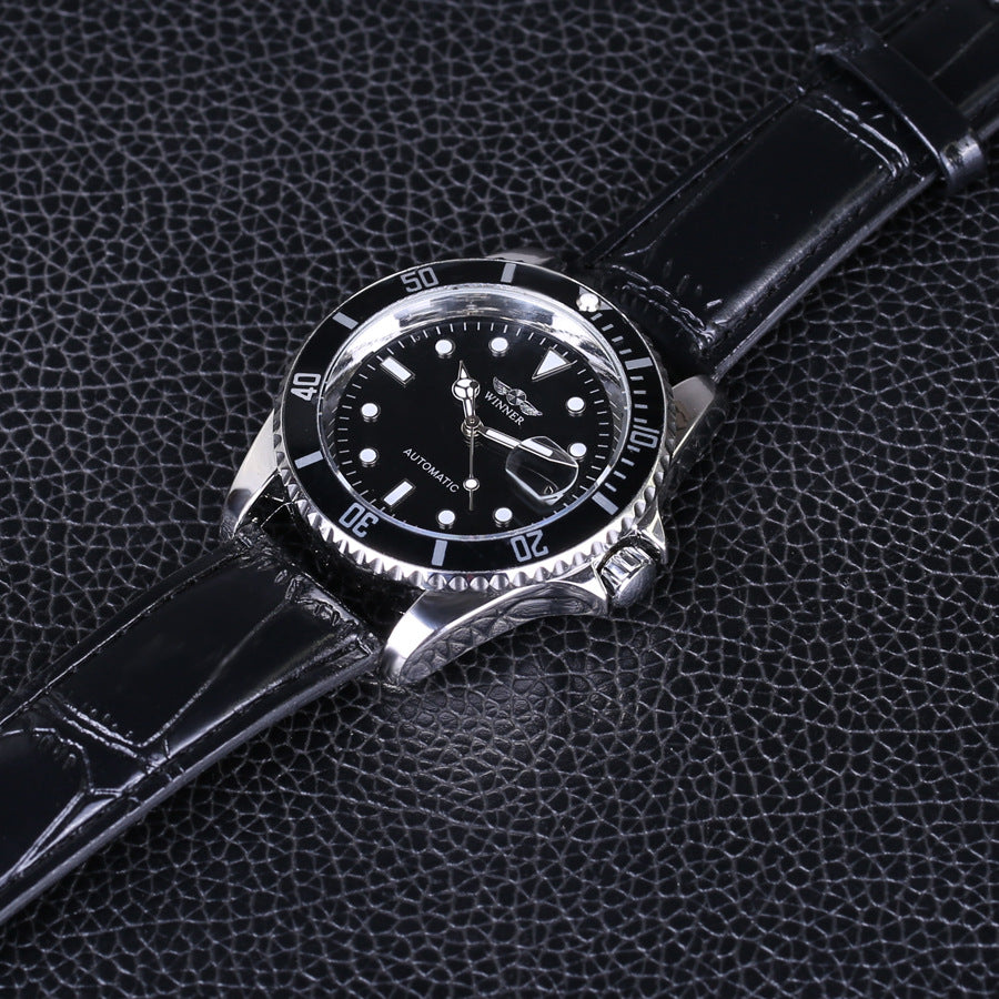 T-Winner Automatic Mechanical Watch for Men – Fashion Leather Strap Wristwatch