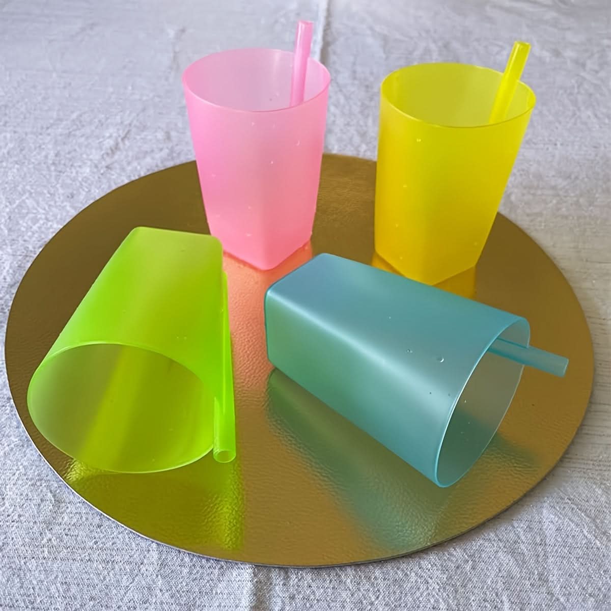 4-Pack Summer Straw Cups with Lids – 360ml Portable Juice & Water Tumblers
