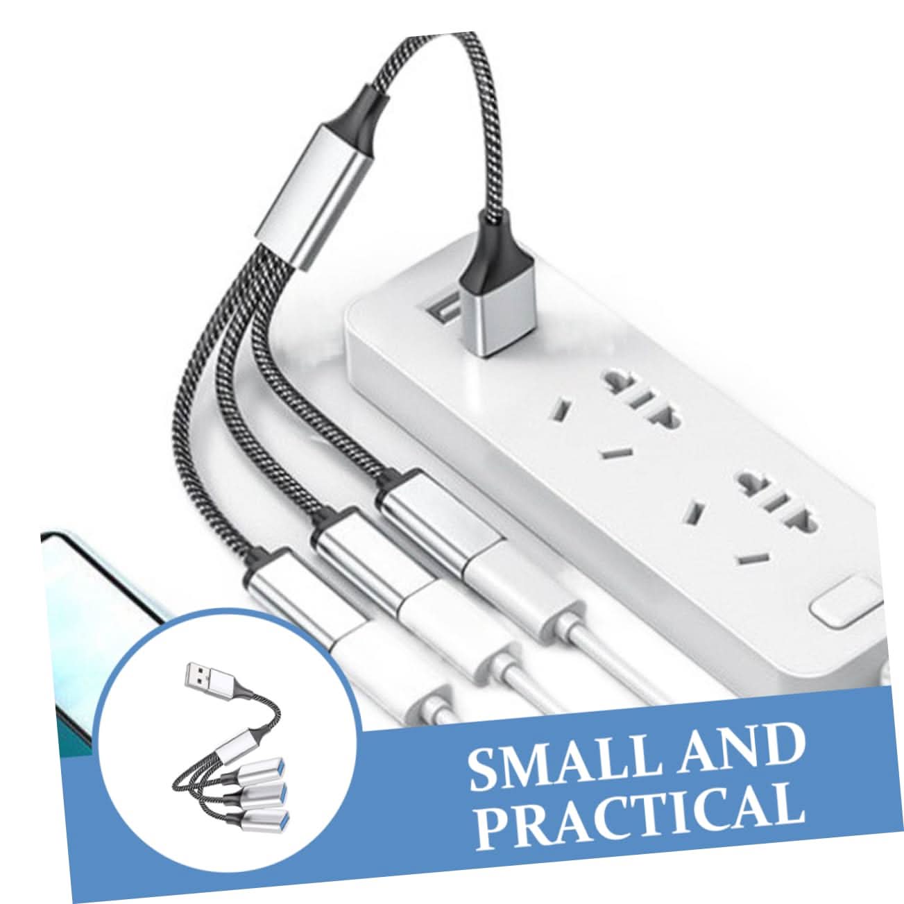 USB Splitter Y Cable: 1 Male to 3 Female Extension Hub