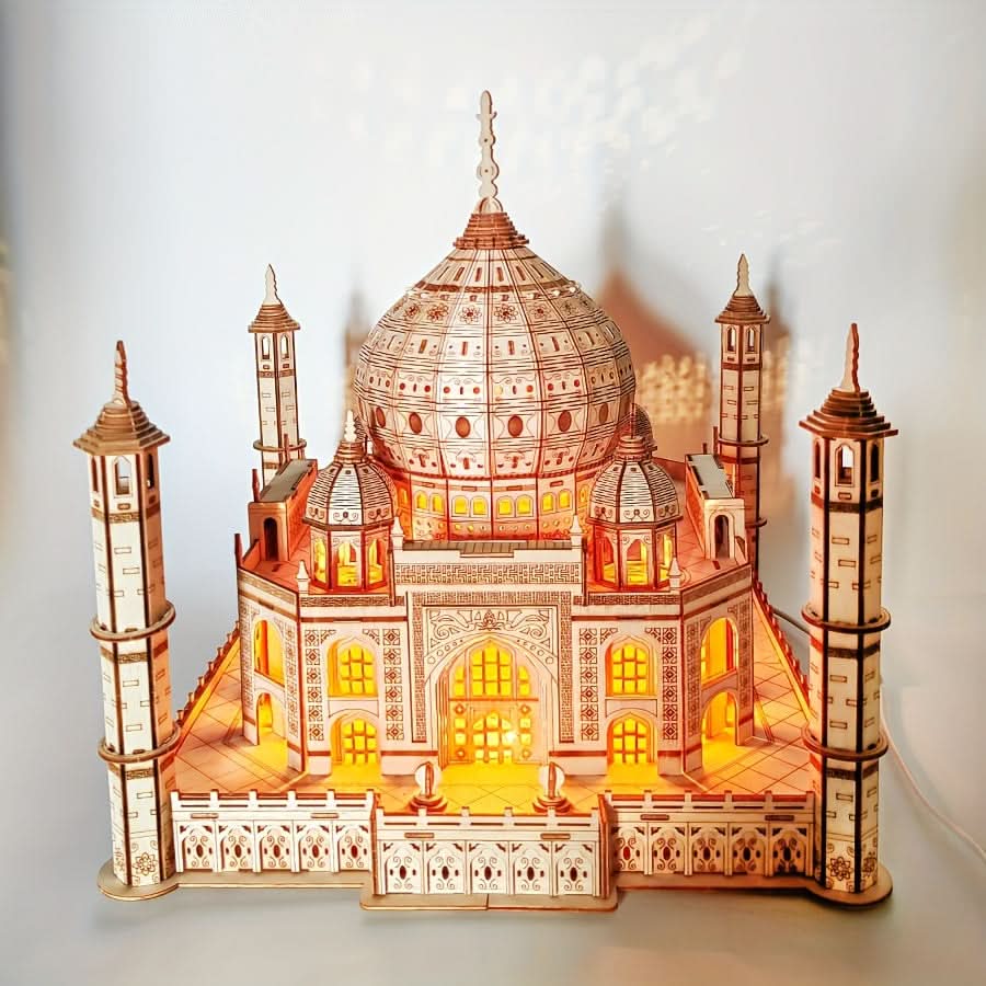 3D Wooden Villa Puzzle with LED Lights - DIY Smart Home Decor Kit