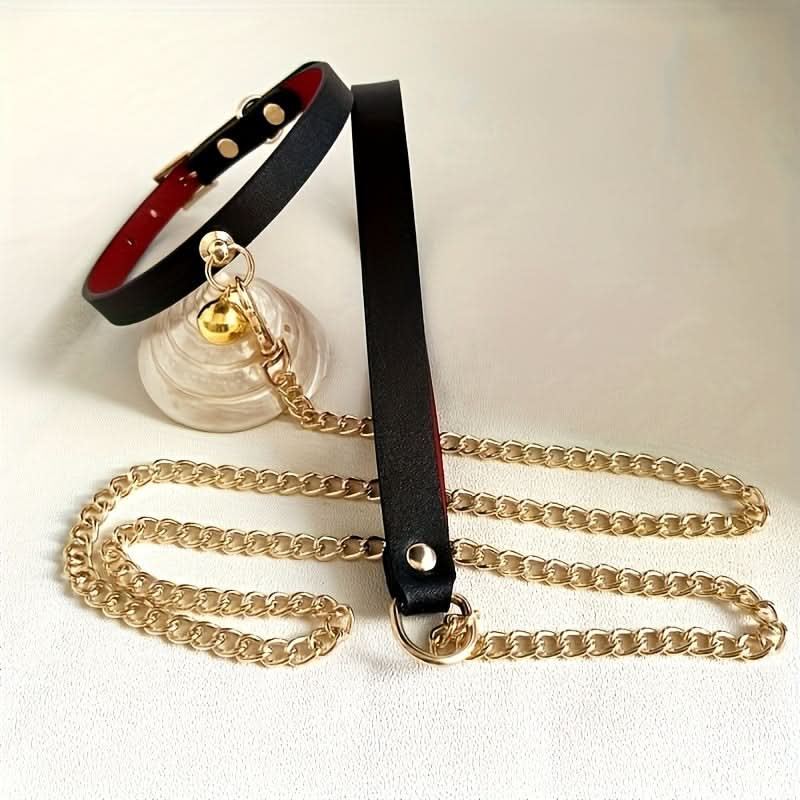 Luxury Gothic Dog Collar with Bell & Leash