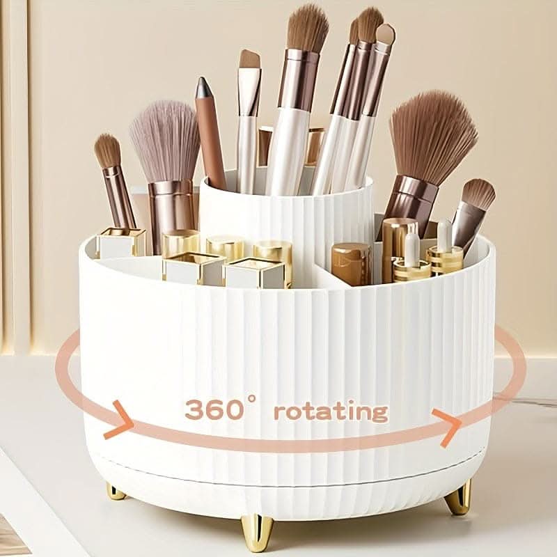 360° Rotating Makeup Organizer with 5 Compartments