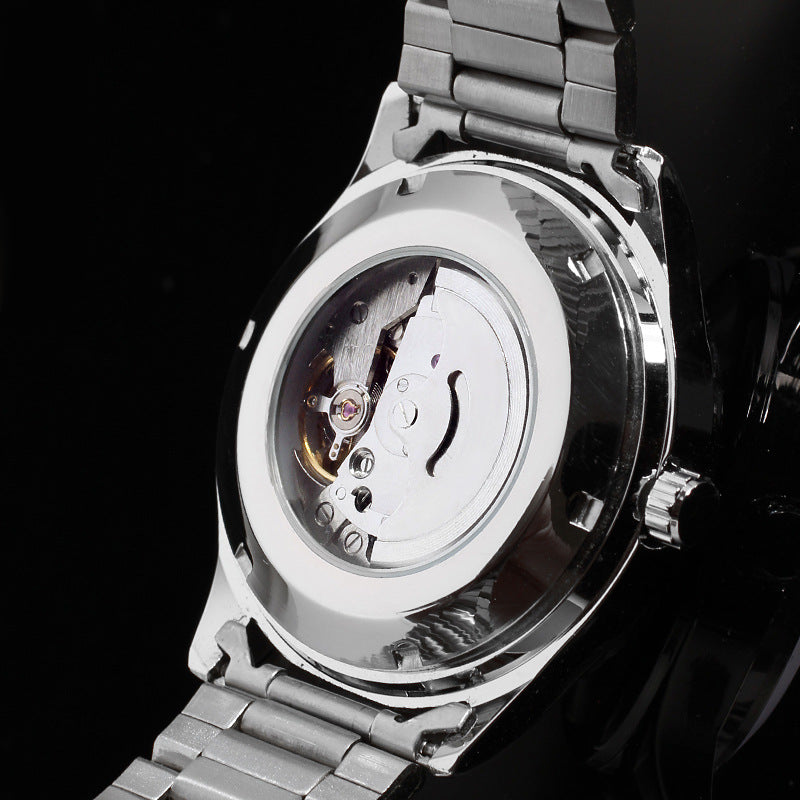 T-Winner Men’s Semi-Hollow Mechanical Watch – Stainless Steel Band, Calendar Display