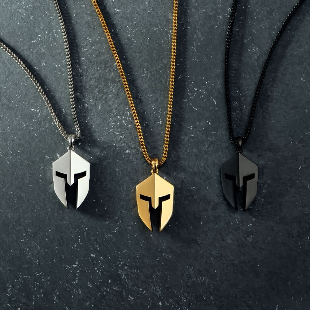 Stainless Steel Spartan Helmet Pendant Necklace