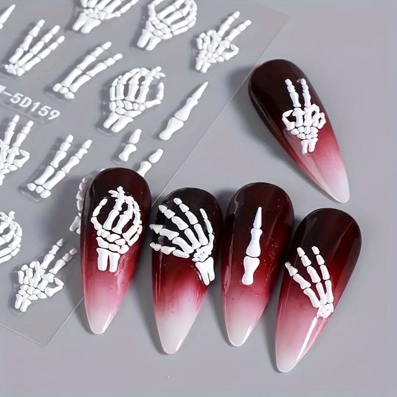 Halloween 5D Skull Nail Art Sticker - Self-Adhesive