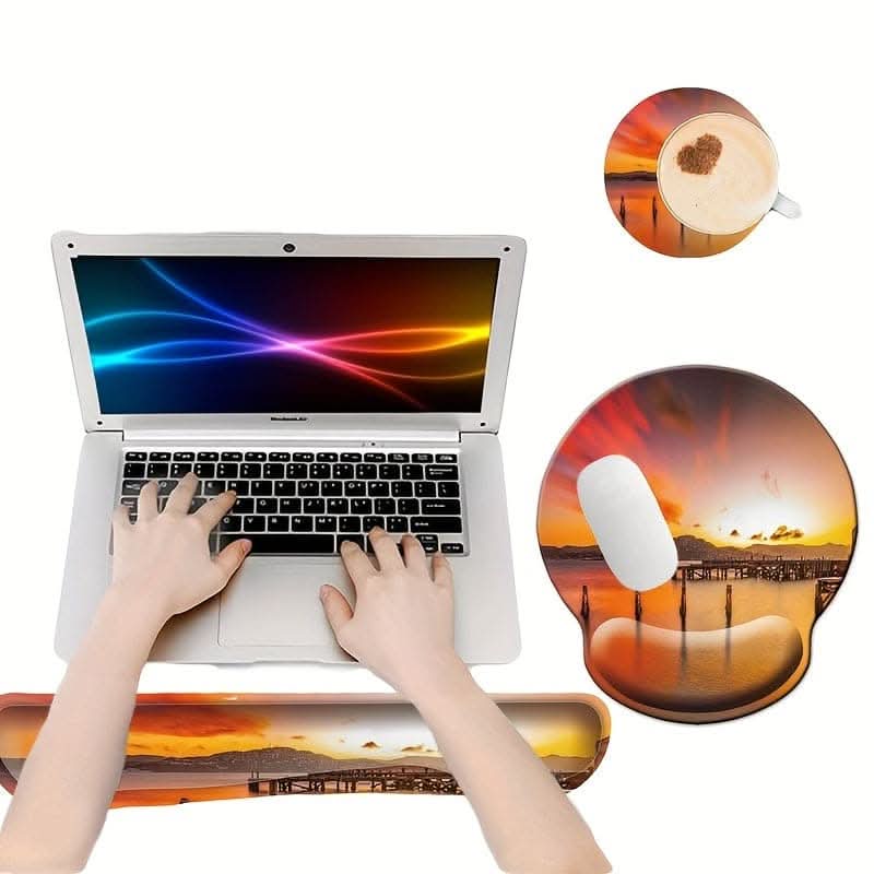 3-Piece Ergonomic Wrist Rest and Mouse Pad Set