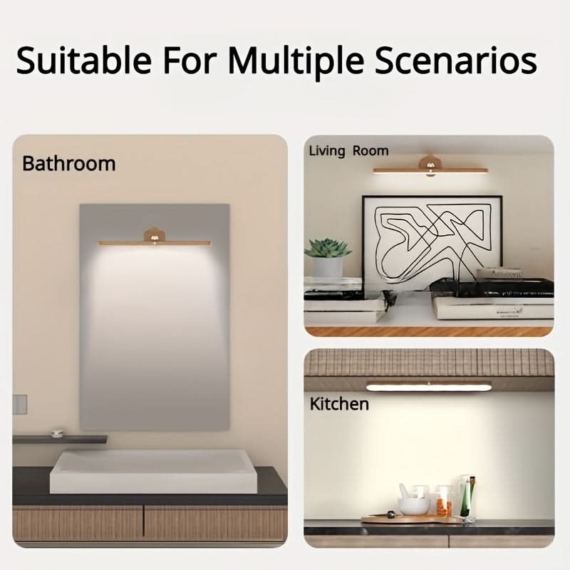 Rechargeable LED Mirror Light with Wooden Finish