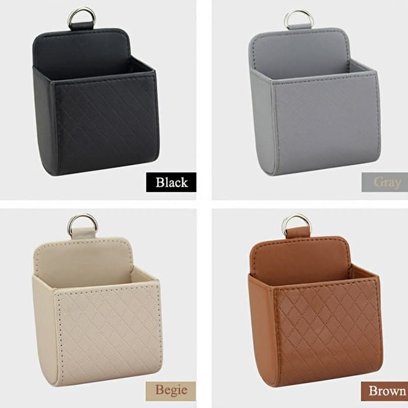 PU Leather Car Air Vent Phone Holder & Storage Pouch
