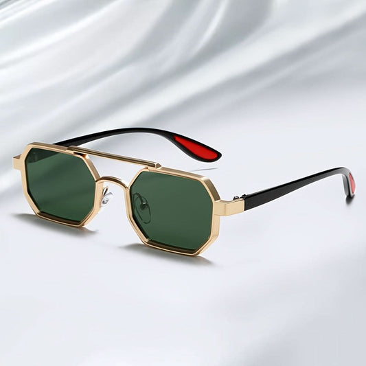 Polygonal Concave Fashion Glasses – Unique Double Bridges Design