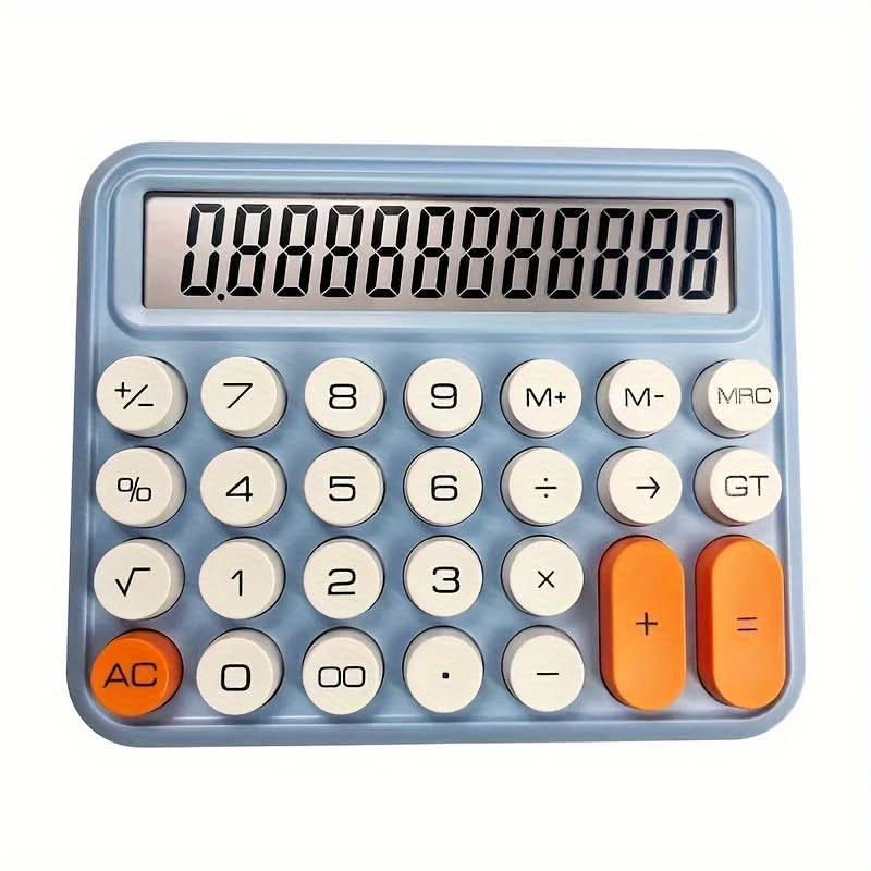 12-Digit Large-Button Mechanical Desk Calculator - Oversized Display