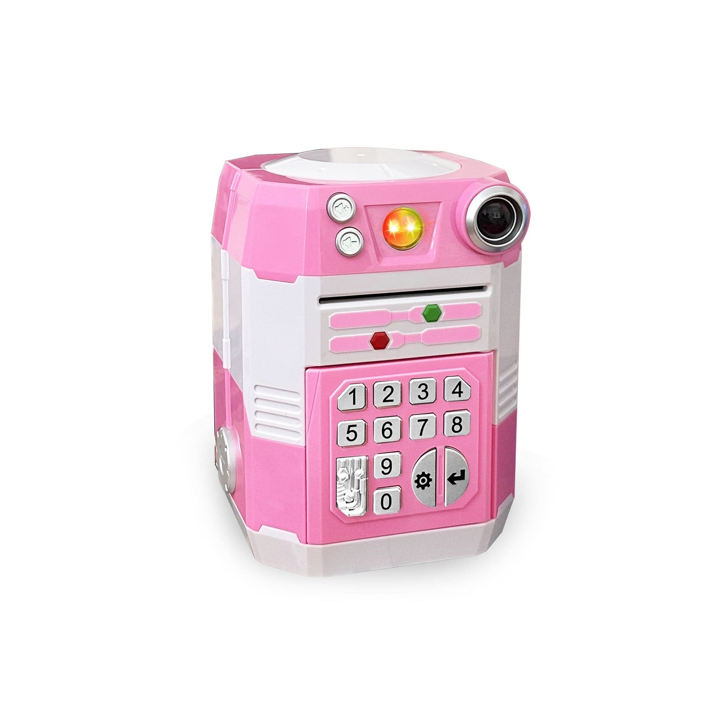 Bright Pink Electronic Piggy Bank ATM – Kids Cash Coin Bank with Adjustable Sound