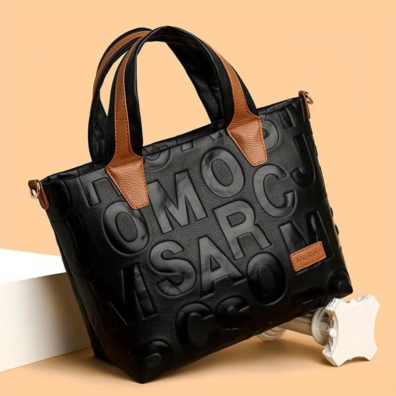 Vibrant Fashion Handbag in Letter Pattern Design with Convenient Crossbody Strap