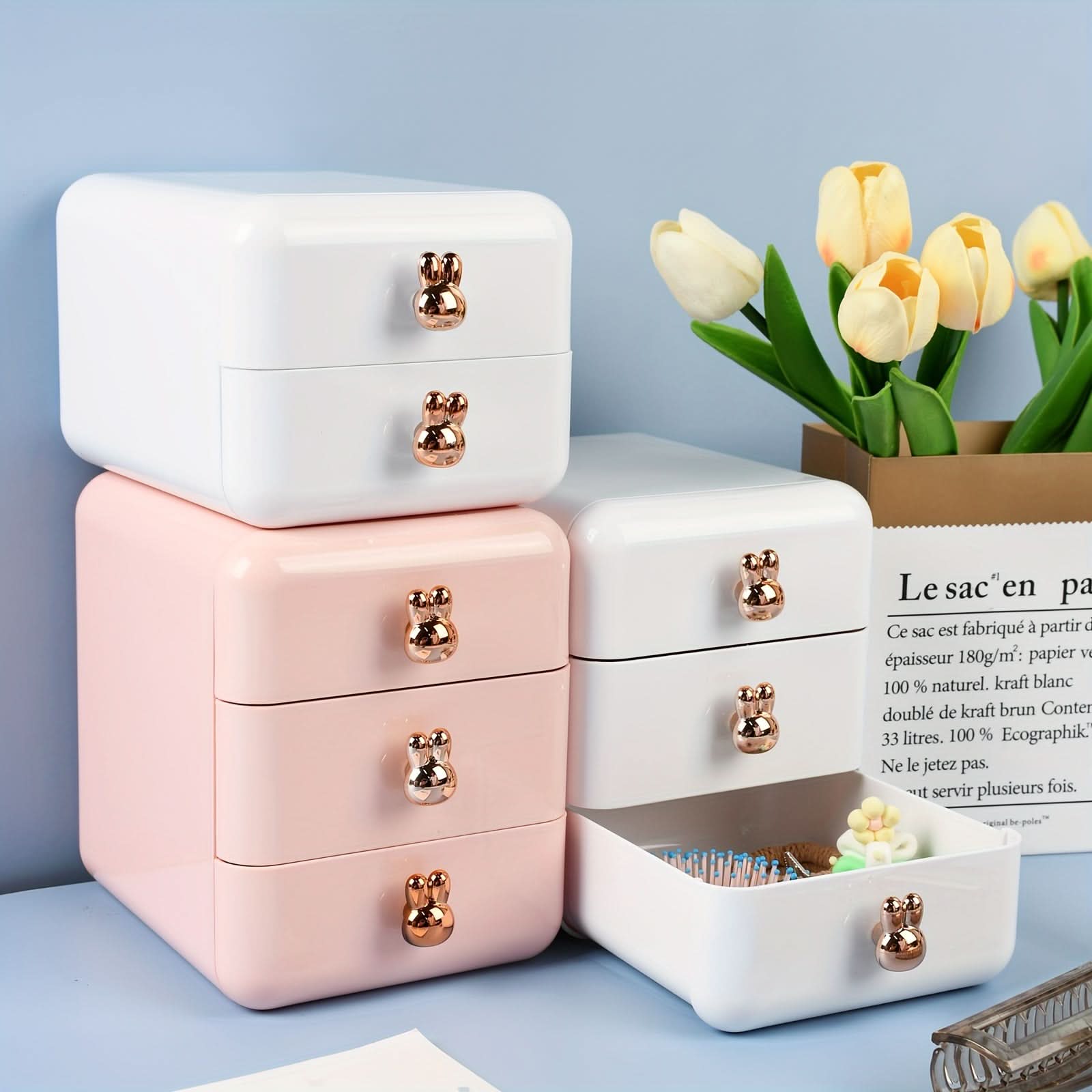 3-Tier Drawer Storage Cabinet for Essentials