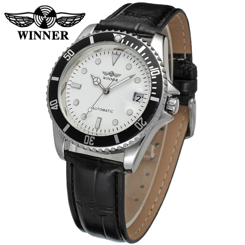 T-Winner Automatic Mechanical Watch for Men – Fashion Leather Strap Wristwatch