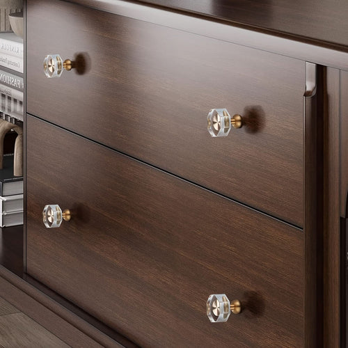 12-Pack White Crystal Cabinet Knobs – 1.25-Inch Round Dresser Pulls