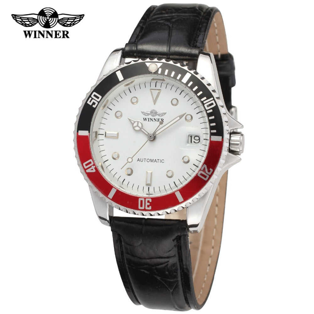 T-Winner Automatic Mechanical Watch for Men – Fashion Leather Strap Wristwatch