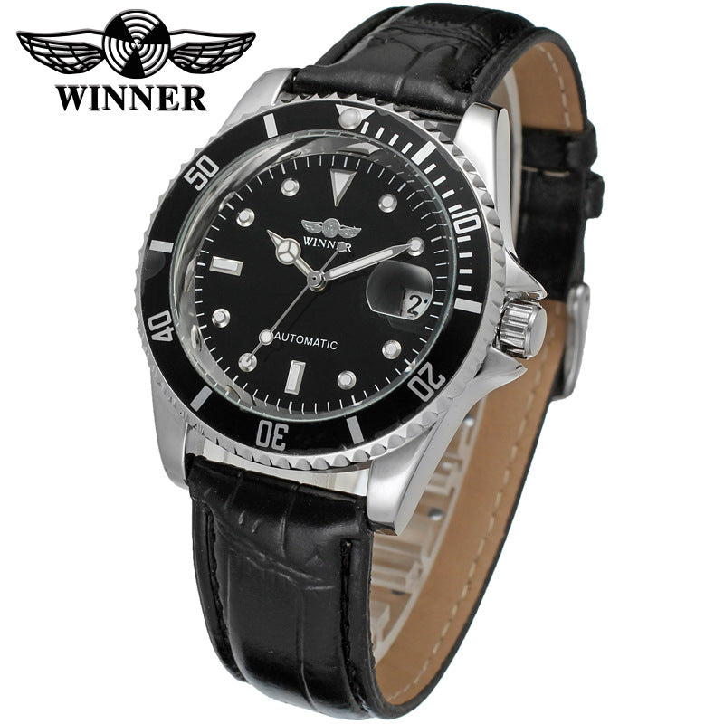 T-Winner Automatic Mechanical Watch for Men – Fashion Leather Strap Wristwatch