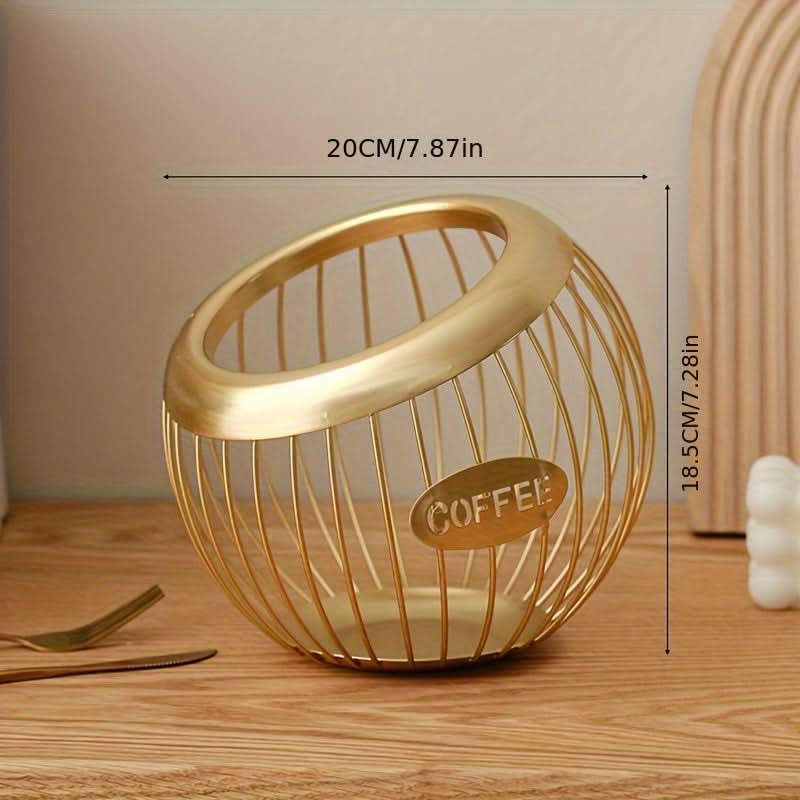Sleek Metal Coffee Pod Holder – Stylish Iron Storage Basket for Snacks