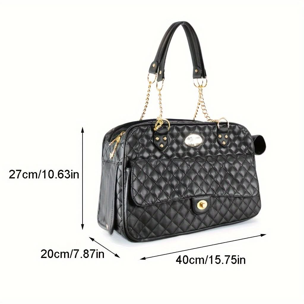 Black Faux Leather Pet Carrier Backpack