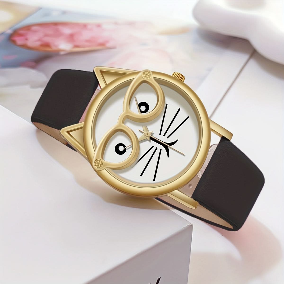 Cute Cat Minimalist Quartz Watch - Faux Leather Strap