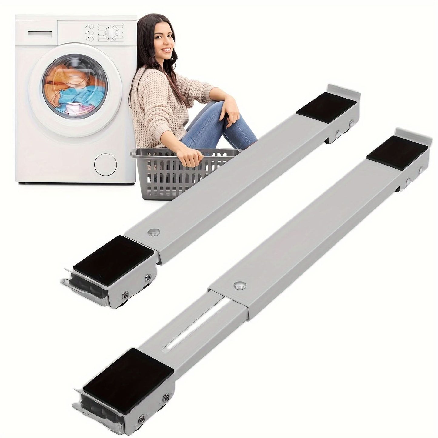 Adjustable Metal Appliance Dolly 2-Pack - Heavy-Duty Mobile Base