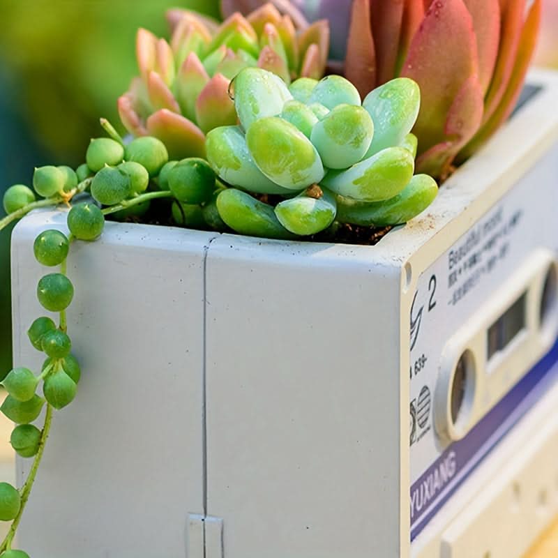 Vintage Cassette Tape Square Resin Planter Box