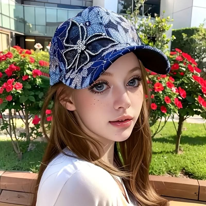 Women's Mesh Baseball Cap with Sequin Butterfly – Lightweight, Adjustable