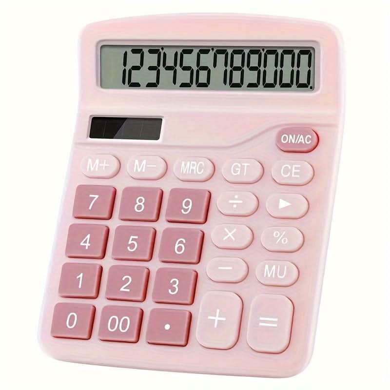12-Digit Solar-Powered Calculator - LCD Display