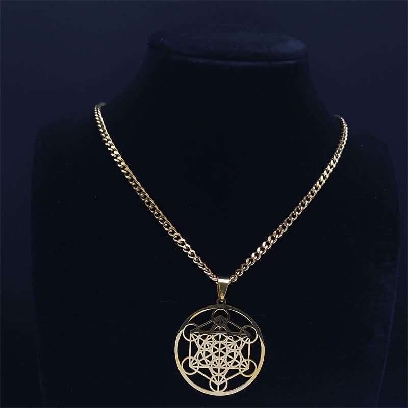 Stainless Steel Metatron’s Cube Pendant – Sacred Geometry Chakra Necklace