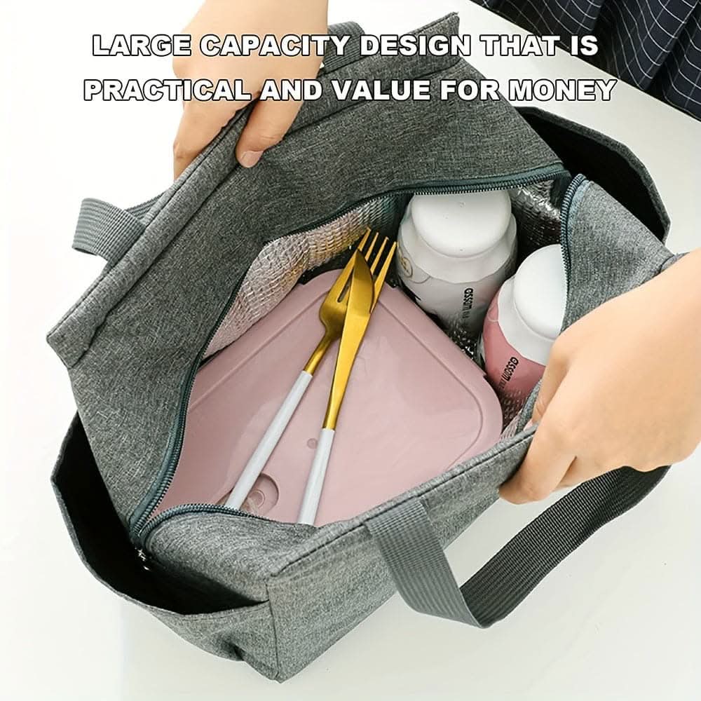 Canvas Insulated Lunch Bag -  Perfect for Office, School, Travel, and Picnic