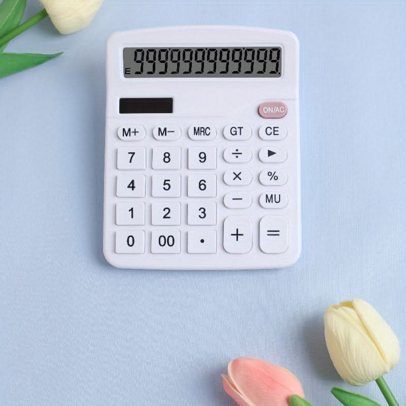 12-Digit Solar-Powered Calculator - LCD Display