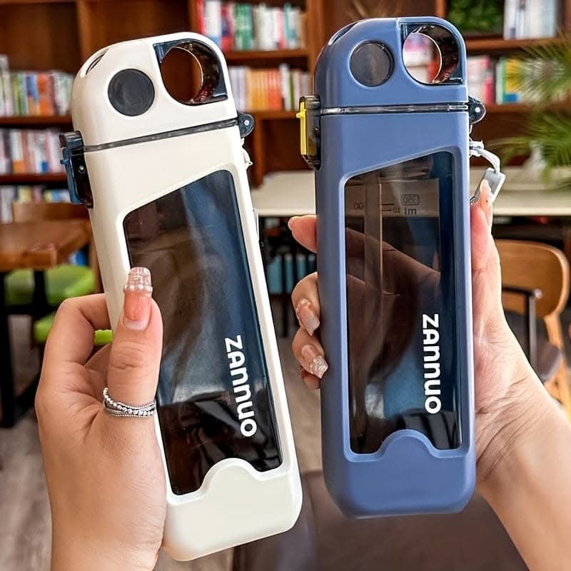 12oz Leakproof Square Water Bottle with Straw