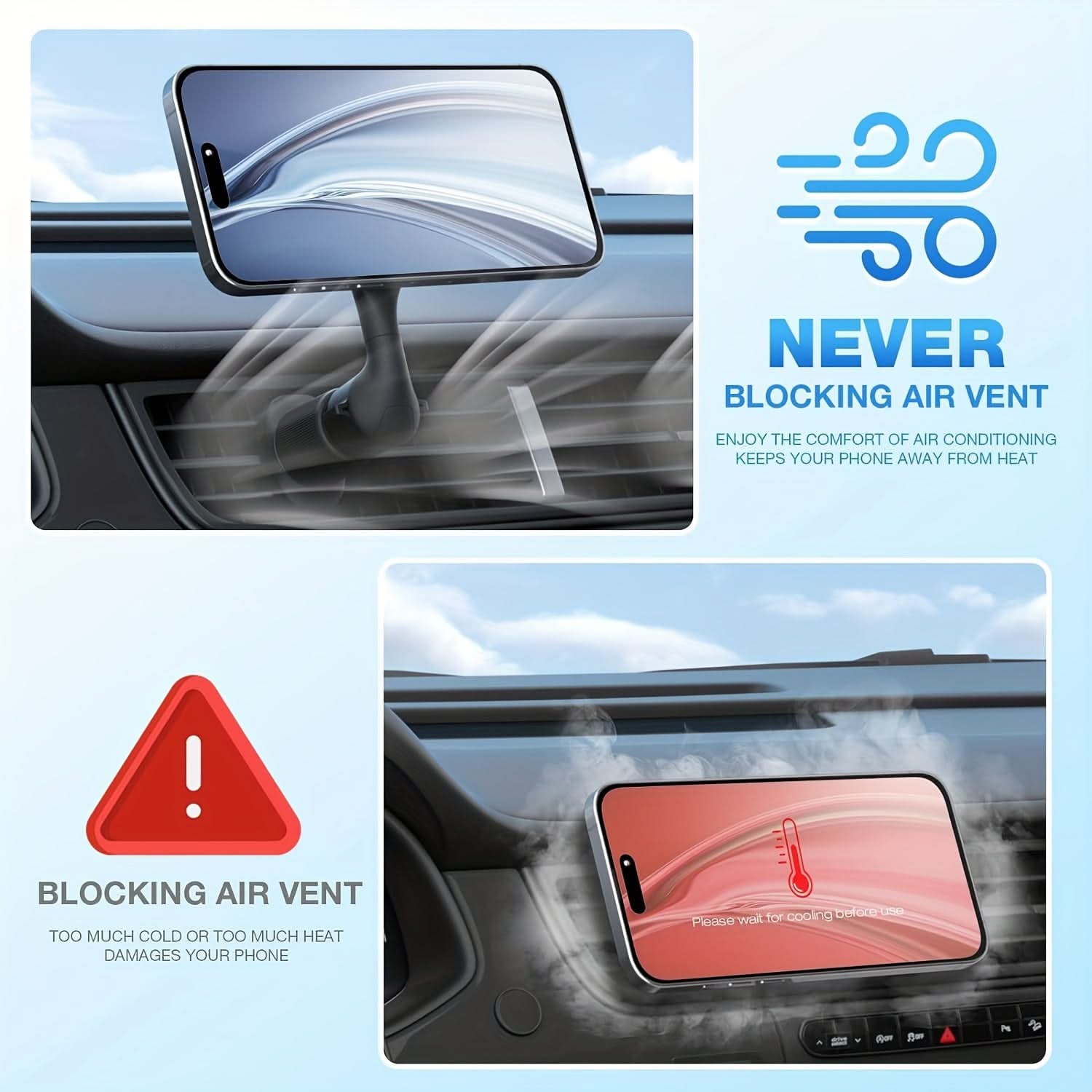 360° Rotatable Magnetic Car Phone Holder – Adjustable Air Vent Mount