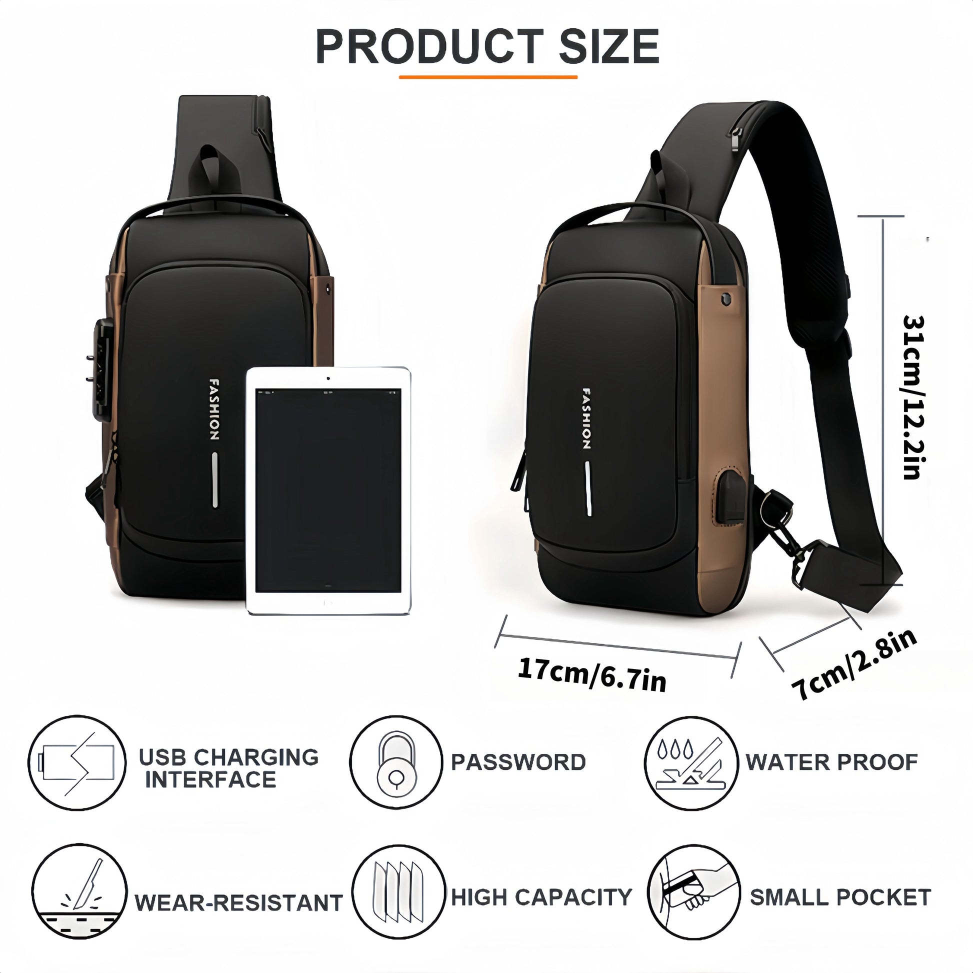 Stylish Multi-Functional Sling Bag With Advanced Password Lock