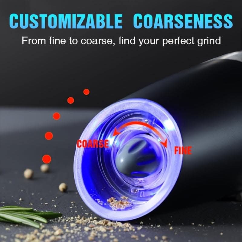 Electric Salt & Pepper Grinder Set – Adjustable, LED Light, Battery Operated